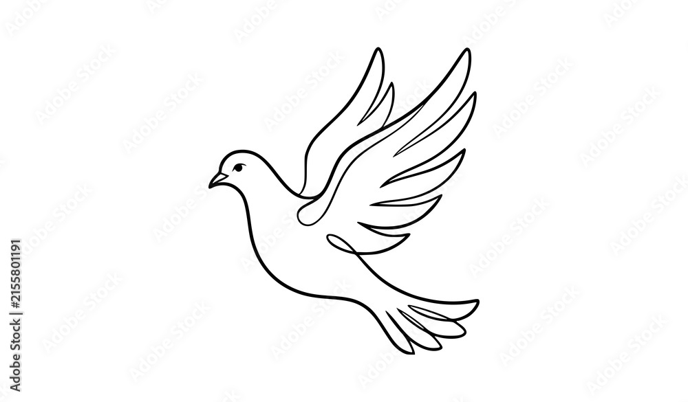 Obraz premium Elegant Dove Line Art Vector Illustration Symbolizing Peace and Freedom