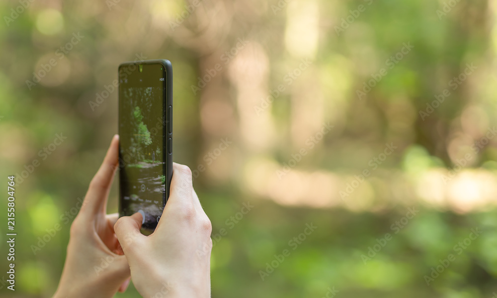 Fototapeta premium take photo phone nature