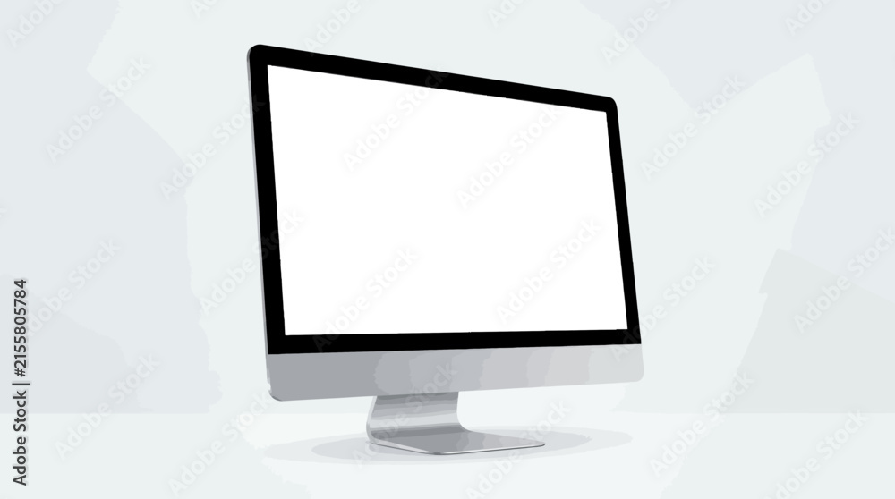 Fototapeta premium Modern All-in-One Desktop Computer Mockup with Blank White Screen Isolated on Light Background for Software Presentation and Web Design