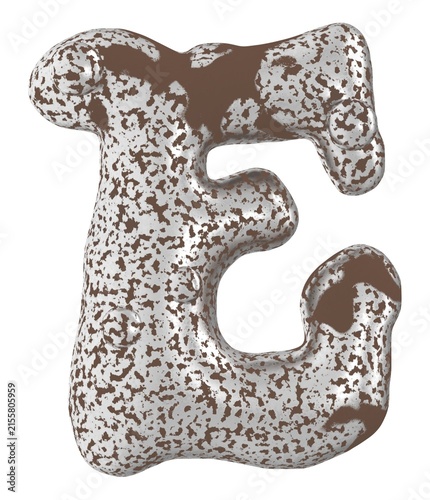 Quadro su tela E  weathered chunky irregular form Lettering , 3d render