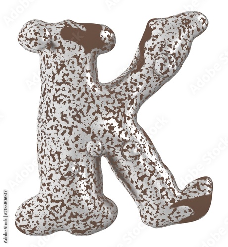 Quadro su tela K  weathered chunky irregular form Lettering , 3d render