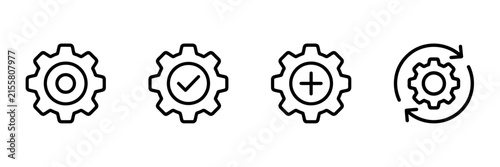 Modern Gear Icon Isolated on Transparent Background for Settings, Technology and System Configuration
