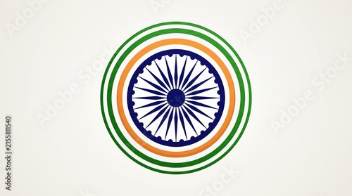 Indian Flag Ashoka Chakra Emblem Symbol in Circular Design.