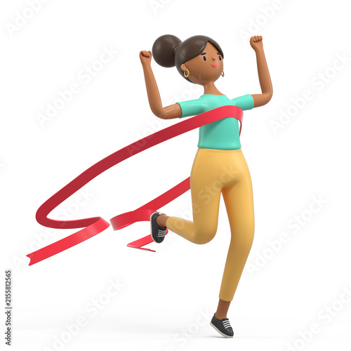 Принти на полотні A woman breaks through a red ribbon