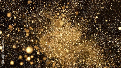 Elegant Gold Glitter Particles Floating Against A Deep Dark Black Background For Luxury Designs
