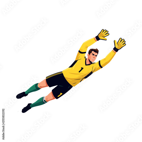 A Determined Soccer Goalkeeper Diving To Make A Dramatic Save During Match