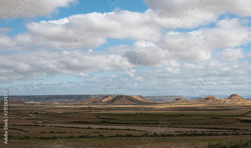 Obraz na płótnie Eroded Badlands and Geological Formations in the Bardenas Reales, Navarra, Spain