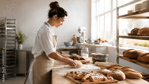 Local Bakery Owner Preparing Products Before Opening
