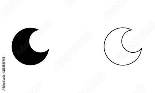 Moon Phase Crescent Icon Set – Solid and Outline Lunar Cycle Symbols. 