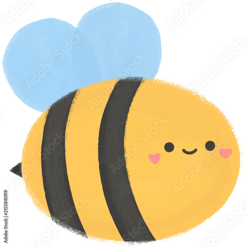 smile bee blue wings children animal hand drawn illustration