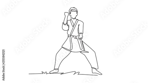 Martial Arts Club, Students learning self-defense, discipline, and confidence.extracurricular activities concept. Single line draw design. Full length animation illustration. High quality 4k footage