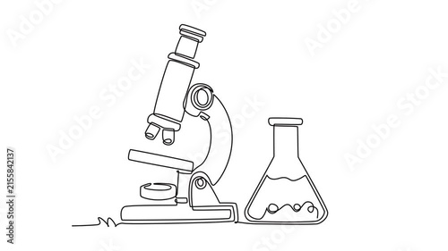Science club.extracurricular activities concept. Single line draw design. Full length animation illustration. High quality 4k footage