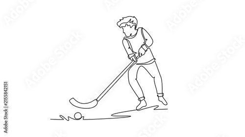 Students participate in the hockey extracurricular activity.extracurricular activities concept. Single line draw design. Full length animation illustration. High quality 4k footage