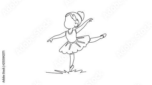 Students practice body flexibility at a ballet club.extracurricular activities concept. Single line draw design. Full length animation illustration. High quality 4k footage