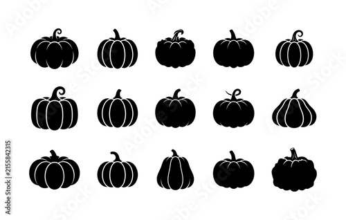 black silhouette pumpkins for Halloween decoration or fall themed designs