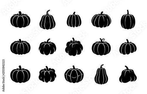 Black silhouette pumpkins for Halloween decoration and design