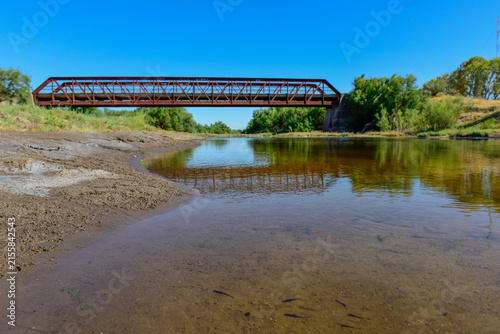 Bridge on Salado River or Chadileuvu River, La Reforma city, La Pampa Province, Argentina