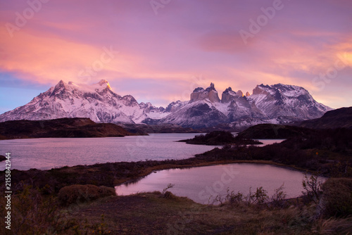 Torres del Paine National Park evening, Mountain landscape, Patagonia, Chile.