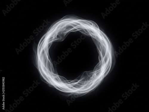 A delicate, thin, and abstract ring formation made of extremely soft white vapor. The ring edges are highly diffused, appearing translucent and barely solid.