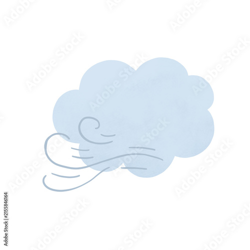 Canvastavla Windy cloud with wind gusts illustration isolated on transparent background