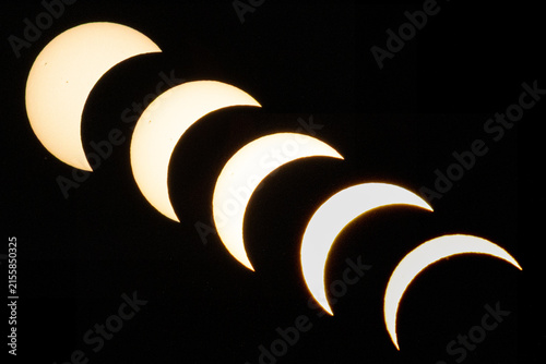 Verschieden Phasen der partiellen Sonnenfinsternis vom 12.08.2026 in Süddeutschland