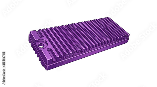Принти на полотні Purple Industrial Heatsink Component with Ribbed Surface and Technical Design Il