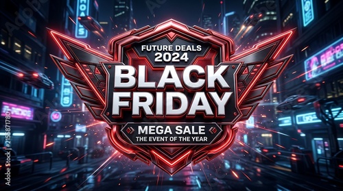 Cyberpunk Cityscape Black Friday Mega Sale Banner