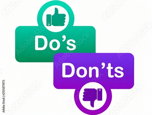 Do's and don'ts flat design icons with thumbs up and down