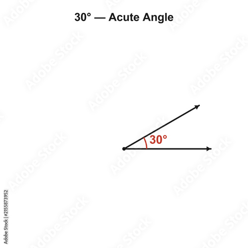 30 degree acute angle geometry diagram on transparent background