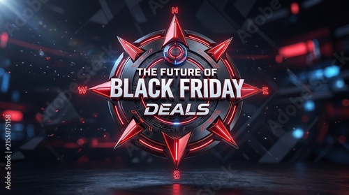Futuristic Red Gear Black Friday Deal Badge Design