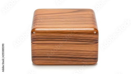 Small wooden box with a lid isolated on white background