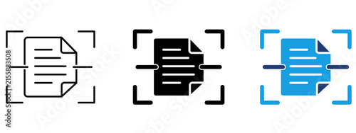 Bild auf Leinwand Document scan icon in outline, solid, and duotone style