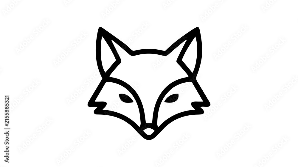 Naklejka premium Minimalist Fox Head Line Art Icon - Fox Face Outline, Animal Logo Symbol, Wild Mascot, and Geometric Fauna Vector