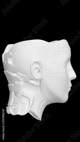 Humanoid Robot Head Assembly – Step-by-Step Component Build.  A detailed sequence showing the assembly of a humanoid robot head from individual components. The process highlights the precise fitting o
