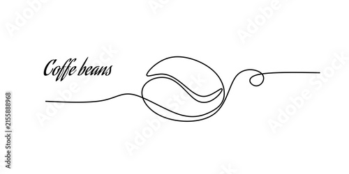 Coffee Beans Continuous One Line Drawing Minimalist Line Art Vector Illustration. Continuous Line Art of Coffee Beans Hand Drawn Outline on White Background