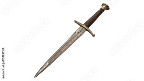 Foto Ancient medieval iron dagger short sword weapon isolated on a white background a