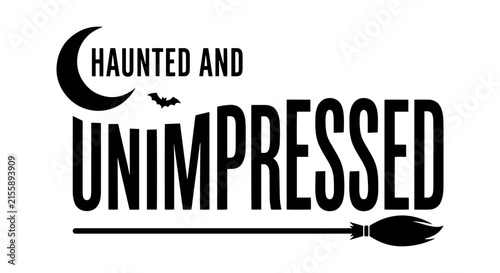 Obraz na plátně Haunted and Unimpressed Halloween Vector Graphic, Spooky Moon and Bat Iconograph