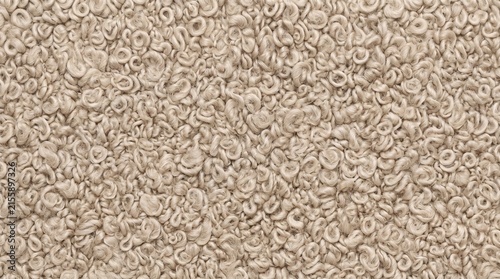 Beige Bouclé Wool Fabric Texture Background Close Up