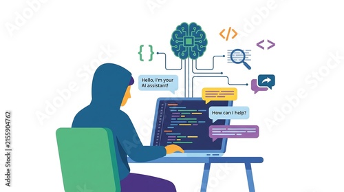 Obraz na płótnie Developer analyzing artificial intelligence algorithms on multiple screens