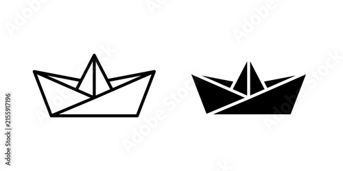 Paper boat icon minimal pictogram kit