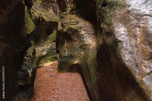 Narrow Canyon and Rock Walls of Estrecho de la Arboleja in Murcia, Spain