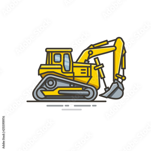 excavator on white background