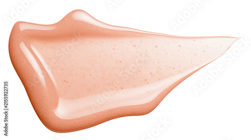 Peach colored shimmering liquid makeup smear, isolated on transparent background