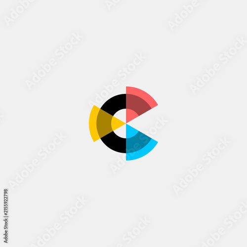 C letter initial logo with 3 colors beam accent
