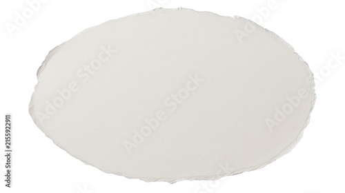 Rough torn edge handmade paper oval shape isolated on transparent background