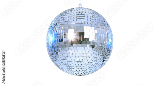 Obraz na płótnie Silver disco ball with reflective mirrored squares, isolated on transparent back