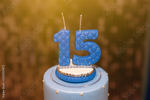 15th Birthday Blue Candles Festive Glow Celebration
