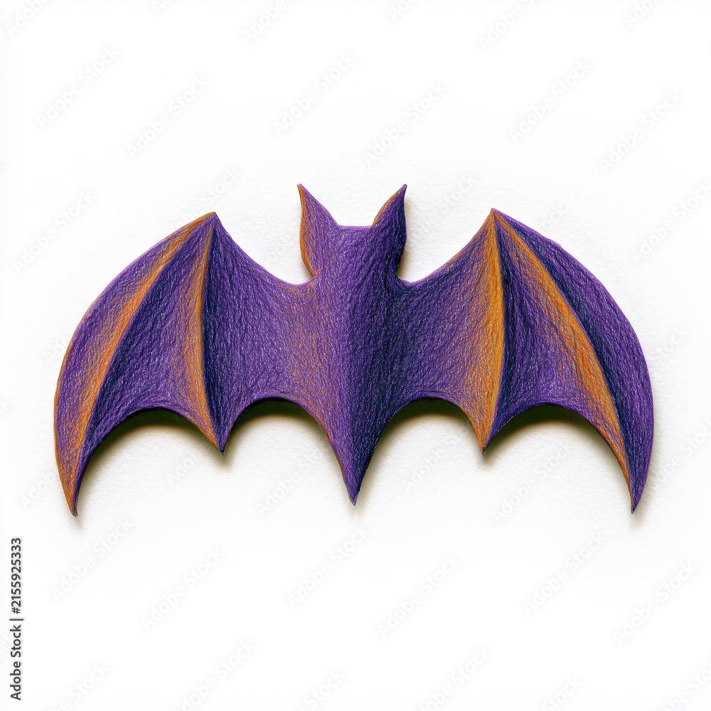 Naklejka premium Colored flat silhouette of a bat with purple and orange details 