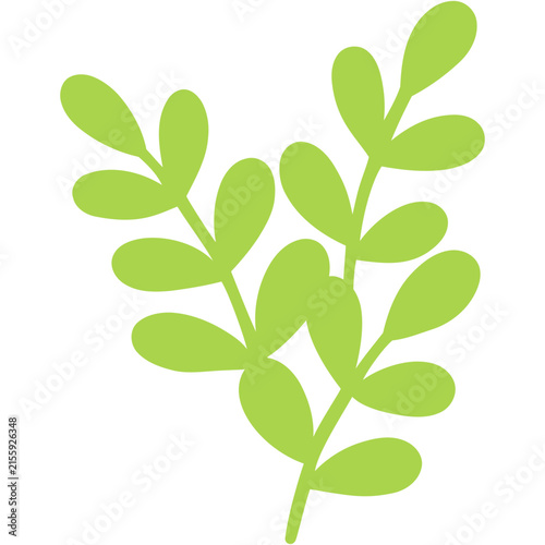 Green cartoon leaf illustration, simple flat hand drawn