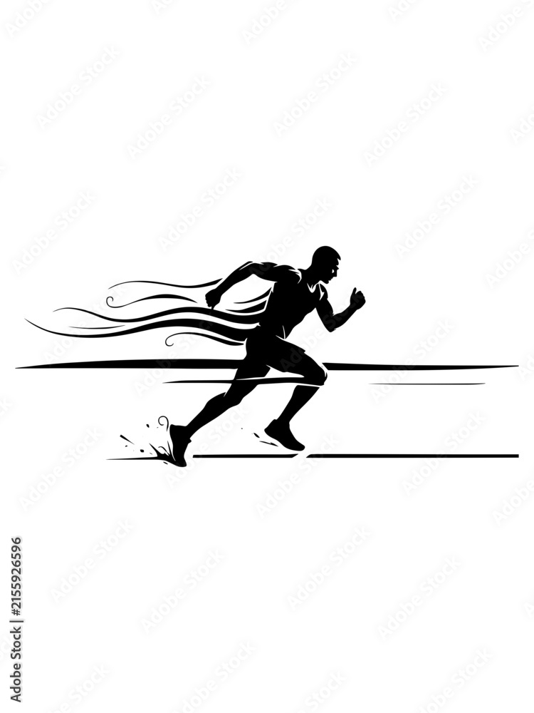 Fototapeta premium Fast running man silhouette with motion lines for speed and agility